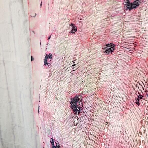 SEQUINED Semi-sheer Floral Scarf - Picture 2 of 6